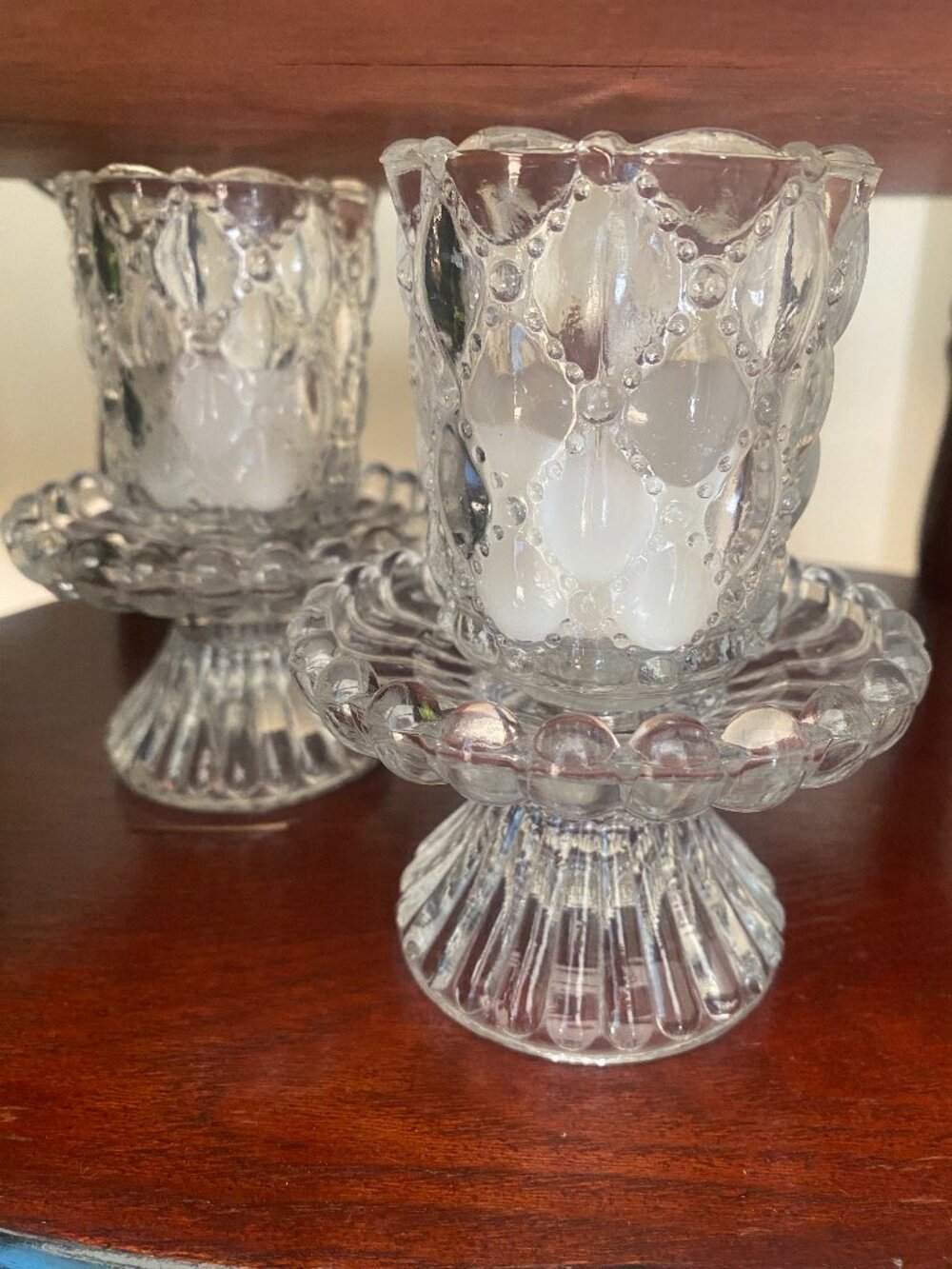 Set of  2 Glass Candle Holders
